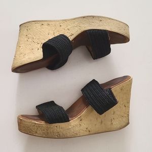 Black Strappy Wedges 9